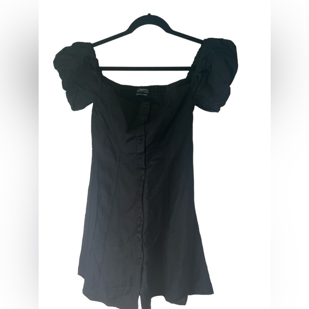 Zara square neck off the shoulder black summer dress , Sz M